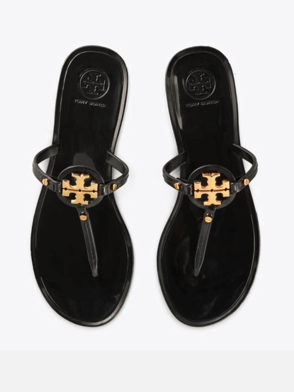 Tory Burch Black Logo Jelly Thong Sandals